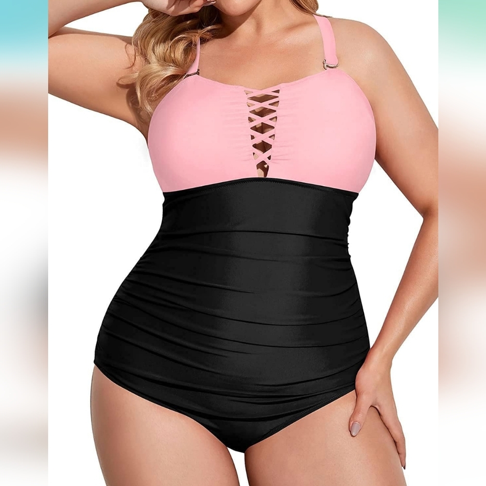 YOUNIQUE One Piece Tumny Control Criss Cross Swimsuit